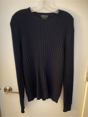 Prada Men's Black Ribbed Crewneck Sweater